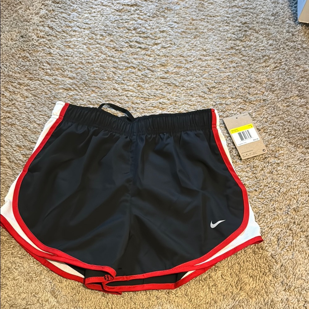 NEW: Nike Women's Black and Red Athletic Shorts - size small